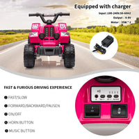 Quad elettrico per bambini Garvee 6V rosso rosa con musica a LED per una guida sicura a partire dai 3 anni, sia all'interno che all'esterno.