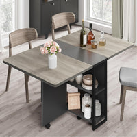 Tavolo da pranzo pieghevole Garvee Carlo Grey con 6 ruote e ripiano a 2 livelli per piccoli spazi 50,1"P x 31,4"L x 29,5"A