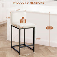 Set di 2 sgabelli da bar Garvee, moderni, altezza 24", similpelle, struttura in metallo, cucina e sala da pranzo, salvaspazio, nero