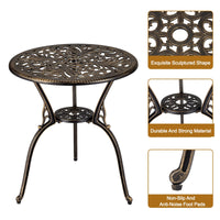 Set da esterno Garvee da 3 pezzi in alluminio pressofuso con foro per ombrellone per giardino, balcone, terrazza, finitura in ottone retrò, robusto ed elegante