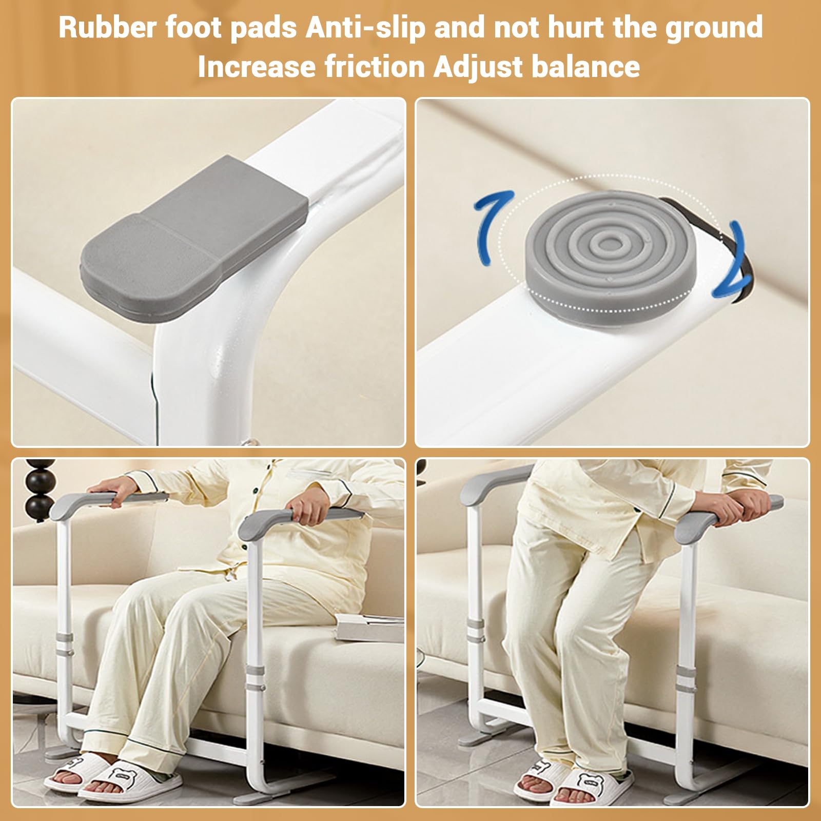 Garvee Standing Aid, altezza regolabile da 300 libbre, maniglie in acciaio grigio per letto e divano, ausilio per la mobilità degli anziani