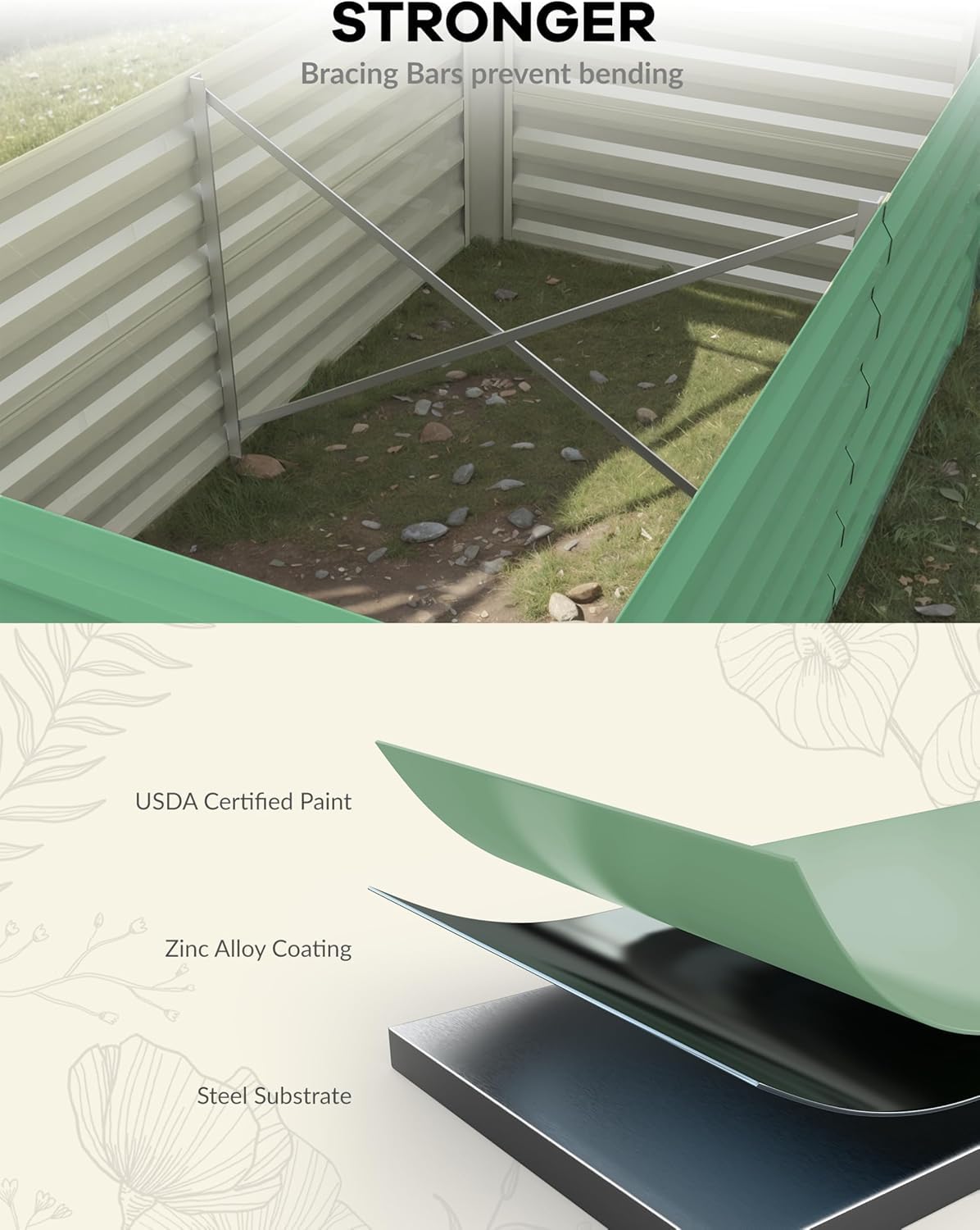 Aiuola rialzata in metallo per esterni Garvee 8x4x2 piedi, 24" di profondità, verniciata a polvere, fondo aperto, robusta, 350 galloni, giardino, coltivazione di ortaggi