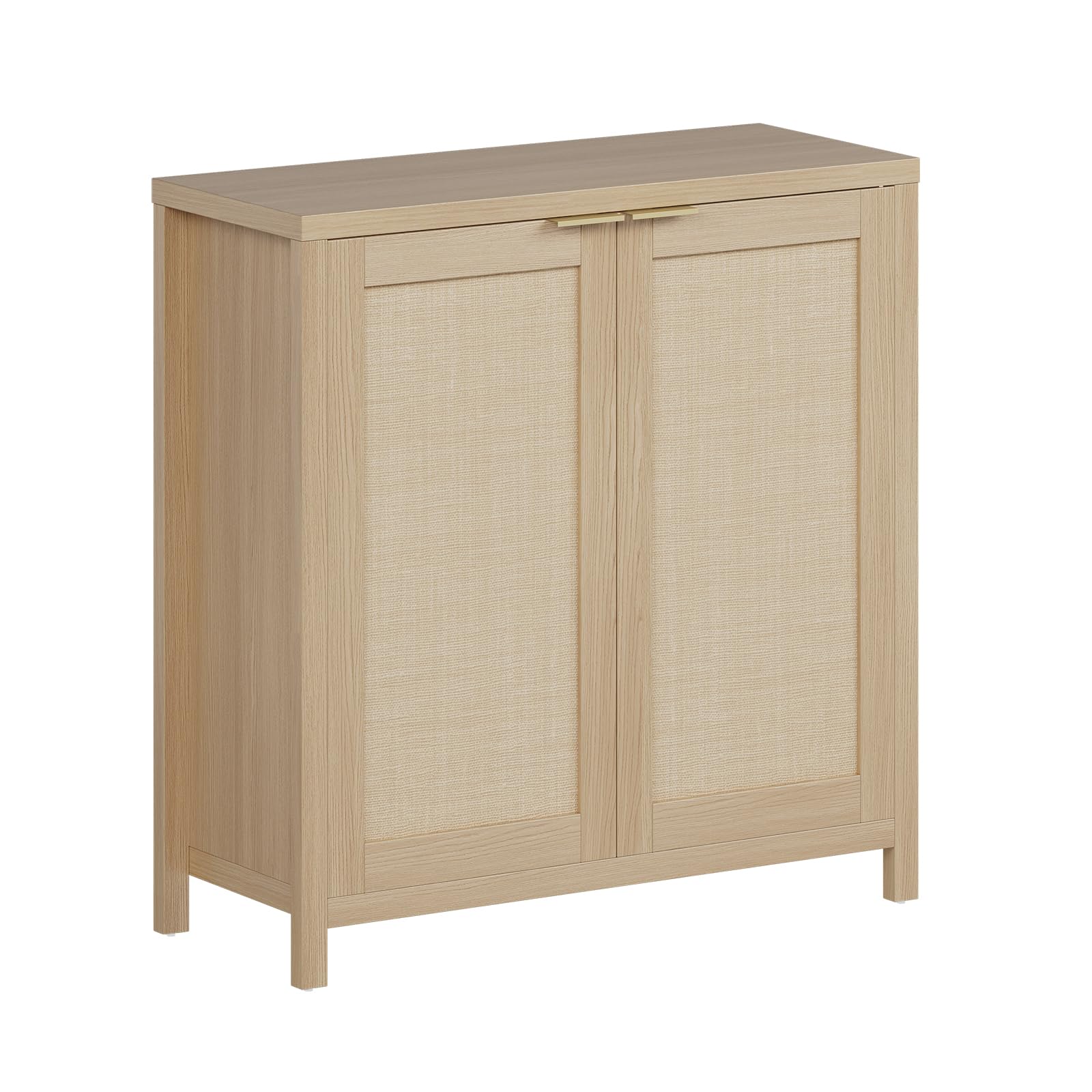 Credenza da cucina Garvee Farmhouse con ante in rattan, ripiani regolabili, legno, ampio spazio di archiviazione, corridoio e sala da pranzo, colori naturali
