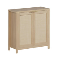 Credenza da cucina Garvee Farmhouse con ante in rattan, ripiani regolabili, legno, ampio spazio di archiviazione, corridoio e sala da pranzo, colori naturali