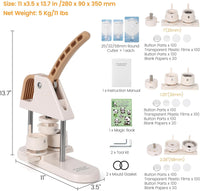 Macchina per bottoni Garvee – Macchina per bottoni da 25/32/58 mm in plastica ABS per bambini, progetti di artigianato e regali fai da te