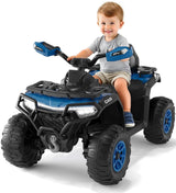 Garvee Quadriciclo Elettrico per Bambini 12V ATV con Motori Potenti, Sospensioni e Pneumatici Antiscivolo, Blu per Bambini 3-8 Anni Avventure Sicure - Azzurro