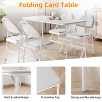 Tavolo pieghevole Garvee a 4 gambe con gambe in metallo e piano in similpelle per uso interno ed esterno, 120x60 cm, grigio, robusto e pieghevole
