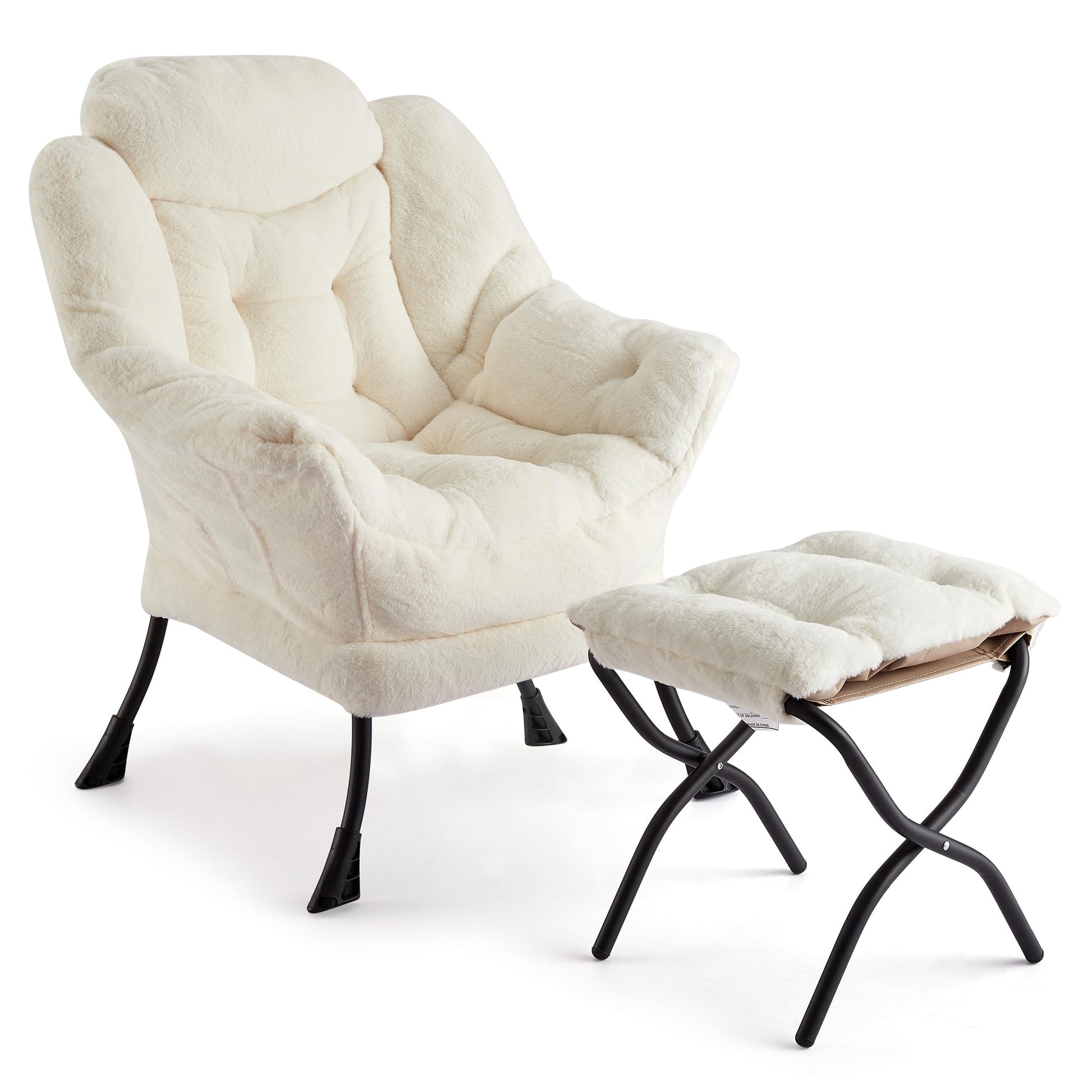 Sedia girevole Garvee con poggiapiedi, ergonomica, resistente, bianca, per soggiorno, ufficio, comoda