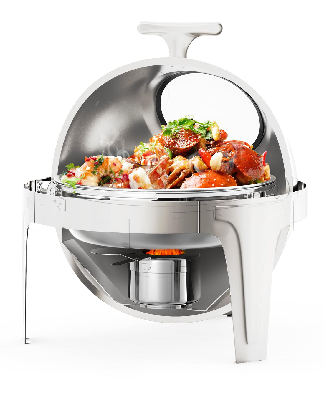 Garvee Roll Top Chafing Dish Buffet Set 6,3 QT Acciaio inossidabile con finestra in vetro e maniglia a T per feste e banchetti