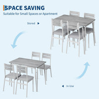 Set da pranzo Garvee per 4 persone, tavolo quadrato con 4 sedie imbottite, MDF e metallo, salvaspazio e stabile, per stanze e cucine piccole