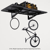 Scaffalatura da parete per garage in acciaio per impieghi gravosi Garvee, confezione da 2, 1,6 x 4 piedi, verniciata a polvere, con ganci per garage e officina, capacità di carico di 560 libbre, collegamento a vite