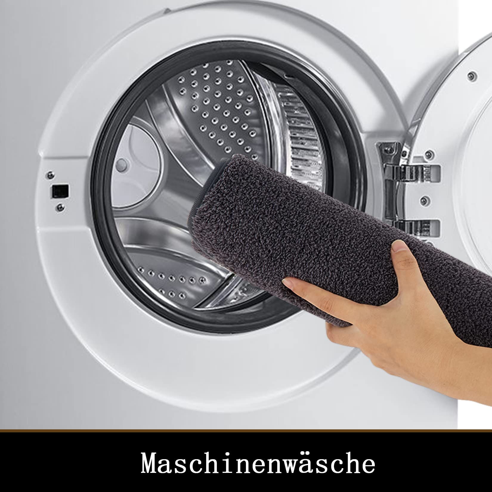 Tappetini da bagno antiscivolo GARVEE, tappetini da bagno antiscivolo, lavabili in lavatrice, morbidi tappetini da bagno in microfibra, grigio scuro, 50x80 cm