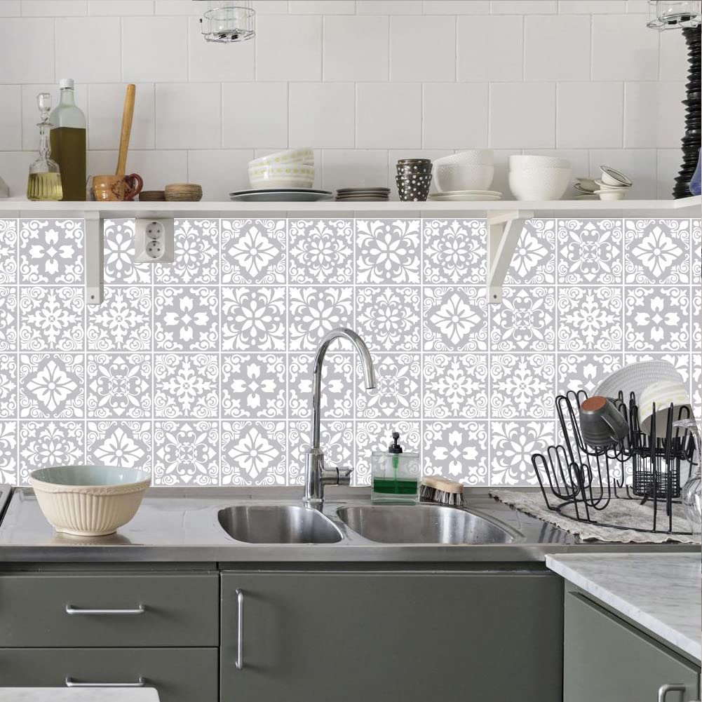 GARVEE 24 adesivi per piastrelle autoadesivi per la decorazione delle pareti, impermeabili, resistenti all'olio, in vinile, per bagno e cucina