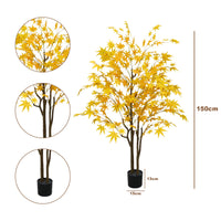 Albero di acero artificiale Garvee da 5 piedi con foglie autunnali realistiche, vaso di plastica flessibile in seta, decorazione versatile per celebrazione e soggiorno