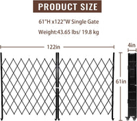 Cancello di sicurezza pieghevole doppio Garvee 61"x122" in acciaio con rulli a 360° per cortili e garage Robusto e flessibile