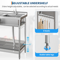Lavello di servizio in acciaio inossidabile Garvee con 1 vasca, rubinetto caldo/freddo, asse da lavaggio integrata per lavanderia e garage, indipendente, acciaio inossidabile argento