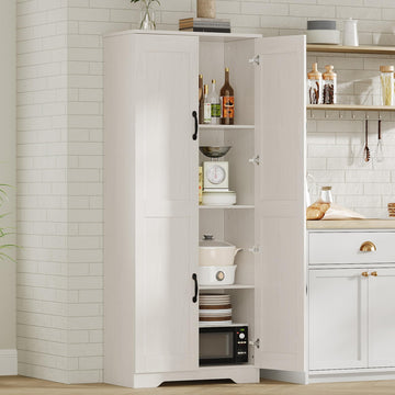 Mobile dispensa alto Garvee da 60" con 2 ante, ripiani regolabili, bianco, versatile per cucina e bagno