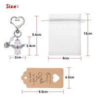 Garvee Lotto 20 Portachiavi Angelo Custode con Perline - Regali Matrimonio e Battesimo - Lega di Zinco Resistente - Rosa Chiaro - Borsa Organza - Feste e Natale
