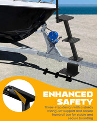 Gradini per rimorchio per barche Garvee con corrimano, 3 gradini, antiscivolo, in acciaio, regolabili, capacità di carico di 400 libbre, per timone di traino, per esterni
