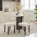 Garvee Sedia da Pranzo Imbottita con Rifinitura a Chiodi, Portata 136 kg, Gambe in Legno e Acciaio, Design Antiscivolo, per Sala da Pranzo, Tessuto Neutro