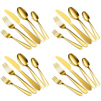 Set di posate Garvee in acciaio inossidabile da 60 pezzi per 12 persone, color oro, lucidato a specchio, robusto