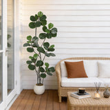 Garvee Albero Finto Ficus Lyrata 7FT Con Vaso Cemento Moderno Per Casa E Ufficio, Foglie Realistiche, Rami Flessibili, Verde - Green 7Ft