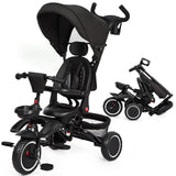 Triciclo pieghevole 7 in 1 Garvee Baby per passeggiate – Passeggino multistadio con barra di spinta per i genitori e parasole per bambini dai 10 mesi ai 5 anni
