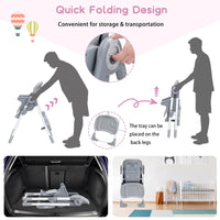 Seggiolone Garvee Baby, multifunzionale, altezza regolabile e pieghevole, telaio in alluminio, vassoio rimovibile, per casa e viaggio, leggero e sicuro.
