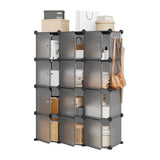 Garvee Organizzatore Cubico 12 Cubi con Porte - Armadio Plastica Traslucida, Montaggio Rapido, Pannelli Resistenti, Modulabile, con Martello per Casa e Ufficio, Trasparente - Grey