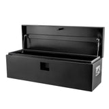 Cassetta portautensili per camion in acciaio nero Garvee, coperchio pneumatico in acciaio calibro 12, rimorchio resistente alle intemperie, 121.92x38.1x38.1 cm - Misurare