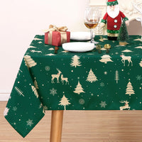 Garvee Tovaglia Natalizia Lavabile con Stampa Cervo Impermeabile Resistente Poliestere 180gsm 137x200cm Verde per Tavolo da Cucina e Feste
