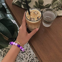 Garvee 120 perline in silicone per la creazione di braccialetti, perline rotonde colorate da 15 mm con filo, viola, resistenti per gioielli e portachiavi