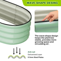Aiuola rialzata ovale Garvee 4,5x2x1 piede in acciaio zincato antiruggine con base aperta, verde, senza attrezzi, per giardino e patio