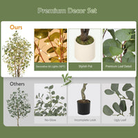 Albero di eucalipto artificiale Garvee da 2.1 m con 100 luci LED, rami regolabili, vaso di plastica bianco, decorazione per interni e finestre