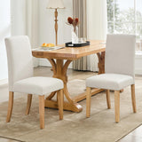 Sedie da pranzo Garvee Parsons, set di 2, imbottite, ergonomiche, in tessuto di lino, gambe in legno di caucciù, per cucina e soggiorno, beige - beige