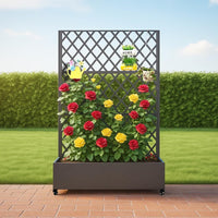 Garvee Schermo per la privacy in metallo con fioriera 72"x47" 3 pannelli con motivo a foglie, resistente alle intemperie, per giardino, terrazza, verde