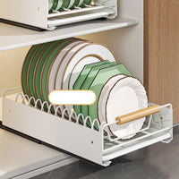 Garvee Organizer estensibile per mobili da cucina con chiusura adesiva, robusto acciaio al carbonio per cucina e bagno, bianco, taglia unica