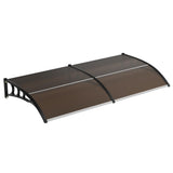 Garvee Vordach Haustür 150x100 cm Policarbonato Trasparente Resistente a Urti e UV Grigio per Ingressi e Terrazze - Marrone