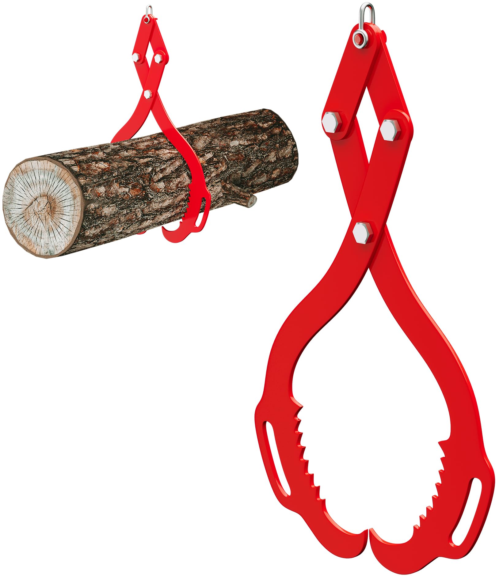 Pinza per tronchi Garvee da 32 pollici con 2 artigli seghettati, capacità di sollevamento di 2200 libbre, acciaio, rivestimento a polvere rossa, per trattori e camion