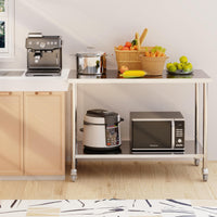 Tavolo da lavoro in acciaio inossidabile Garvee 36x24 pollici 201 SS gambe robuste argento per cucina e officina