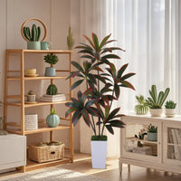 Pianta artificiale di Dracena Garvee da 5 piedi con vaso conico bianco per decorazione d'interni, facile da curare, design flessibile