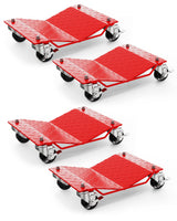 Garvee Set Carrello per Ruote Auto 4 Pezzi 2722 kg - Piattaforma a V Rinforzata, Acciaio Robusto, Ruote Girevoli per Auto e Camion - Rosso