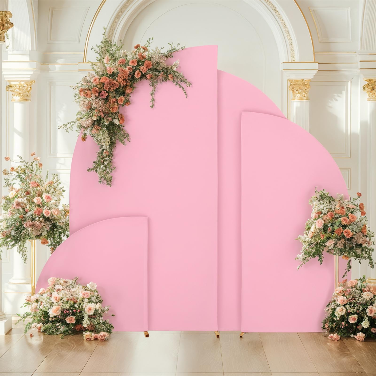 Garvee Copertura per arco nuziale 5 piedi Elastico in spandex con parte superiore a mezzaluna, riutilizzabile per decorazioni per matrimoni, compleanni e feste, bianco