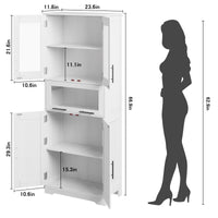 Mobiletto alto per bagno GARVEE 170cm - Mobiletto per bagno con 5 ante e ripiano regolabile, mobili per bagno con 5 scomparti, mobiletto alto per bagno, soggiorno, cucina, sala da pranzo