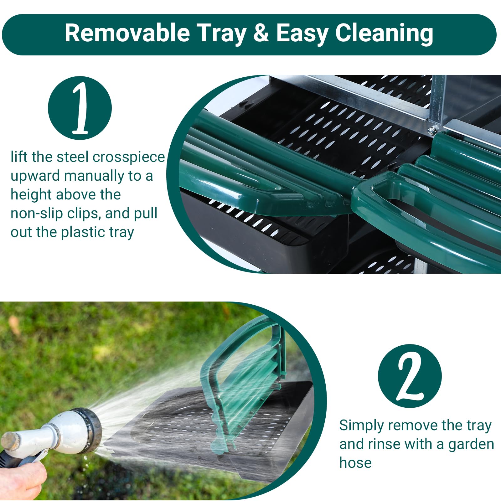 Nido per polli Garvee, 6 fori, in metallo con raccoglitore per uova mobile, vassoi rimovibili, per pollaio, resistente, facile da pulire