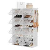 Organizzatore Scarpe Garvee 6 Ripiani Espandibile 24 Paia, Plastica PP e Metallo, Ingresso e Armadio, Salvaspazio, Nero - White