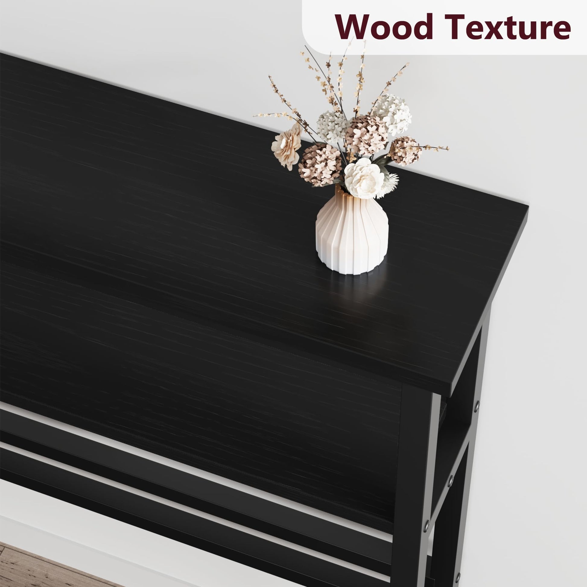 Tavolino da divano stretto Garvee da 5,9", regolabile a 2 livelli, MDF e metallo, nero, per soggiorno e corridoio, compatto e robusto