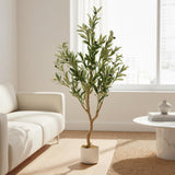 Garvee Albero di Ulivo Finto Alto in Vaso con 22 Frutti, Base in Cemento Stabile, Poliestere Premium, Decorazione Interni Soggiorno Ufficio Verde Realistico - Verde