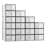 Garvee Set 18 Scatole Scarpe Pieghevoli Grandi Organizer Plastica Trasparente Nero Per Armadio E Ingresso 36x26x20 cm - Black