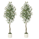 Albero di ulivo artificiale Garvee alto 152.4 cm con tronco realistico e frutti per la decorazione di casa e ufficio, vaso bianco in PP ignifugo - Verde